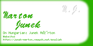 marton junek business card